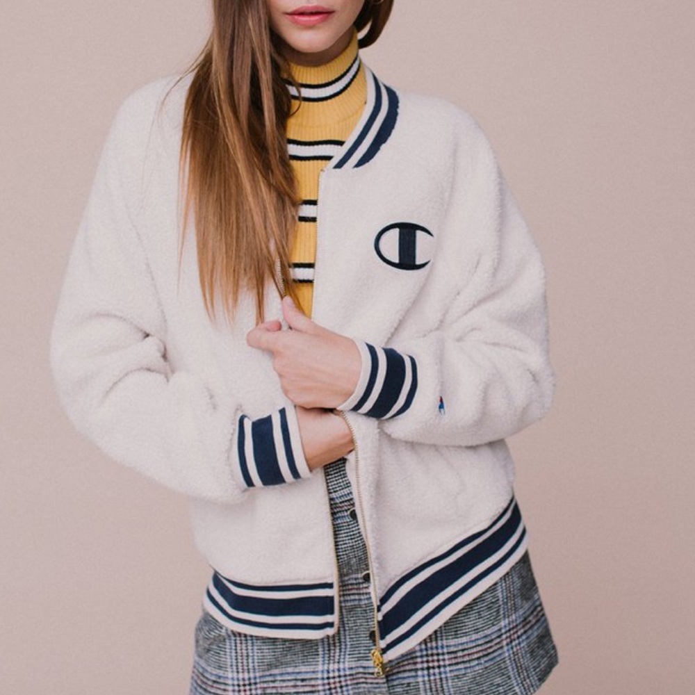 Shearling Champion Jersey jacket NWOT
